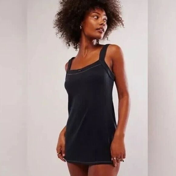 Free People Intimately End Game Pointelle Nightie Mini Dress Black S NEW - Picture 2 of 10